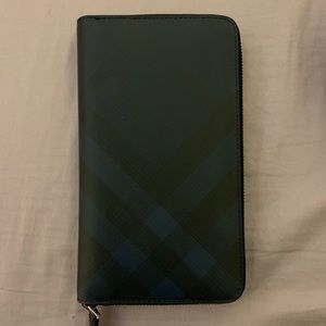 Burberry London Check and Leather Ziparound Wallet
